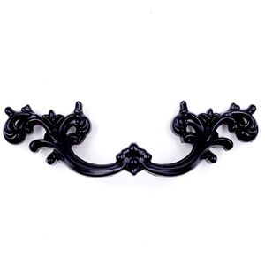 Jetland French Provincial Drawer Pulls - 6-Pack, Flat Black, 2-1/2" Hole Centers
